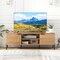 Natural Wood TV Stand with Charging Station, Storage, Metal Legs and Cable Management